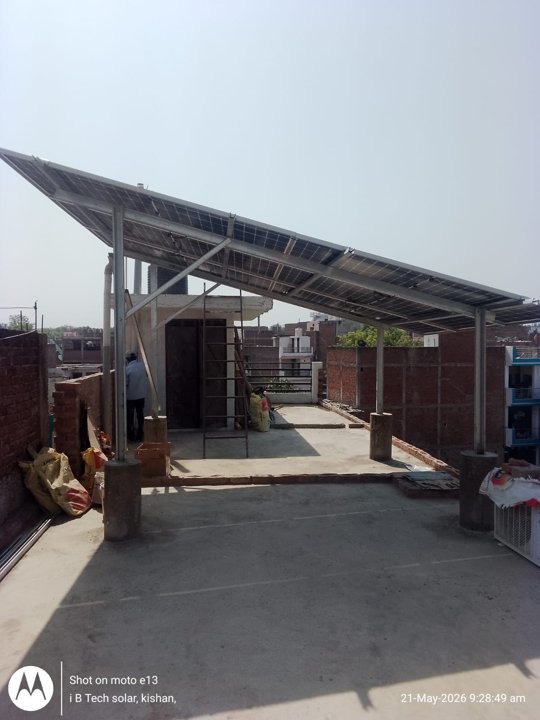 Rooftop solar elevated structure in daylight