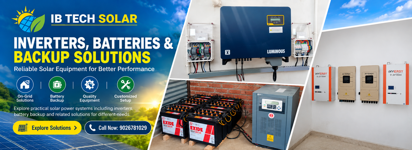 IB Tech Solar inverters batteries and backup solutions banner